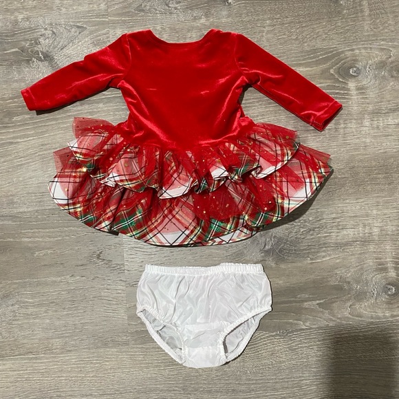 BONNIE BABY - Beautiful Red Velour Baby Dress 3/6 months - Picture 3 of 5